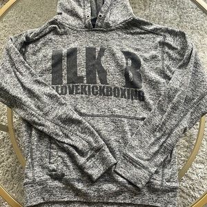 ILoveKickboxing, Small, Cosmic Dust Grey and White Hoodie. Lightly Worn. Vintage